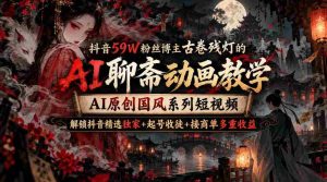 古卷残灯抖音59万粉丝大V揭秘:AI聊斋动画制作教程,国风短视频AI原创,解锁抖音收益三重奏-任任的小木屋 - 热点知汇