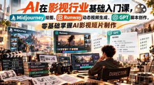 【无水印】AI在影视行业基础入门课,Midjourney绘图、Runway动态视频生成、GPT脚本创作,零基础掌握AI影视短片制作-任任的小木屋 - 热点知汇