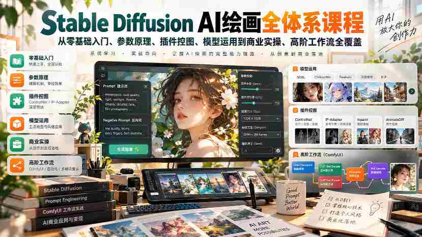 一站式掌握】零基础学Stable Diffusion AI绘画,全面覆盖参数原理、插件操控、模型应用及商业实战技巧-任任的小木屋 - 热点知汇