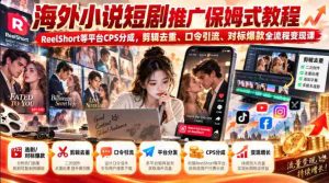 海外轻小说短视频营销指南:ReelShort等平台CPS收益解析,剪辑技巧、关键词引流、爆款对标,全方位变现课程攻略-任任的小木屋 - 热点知汇