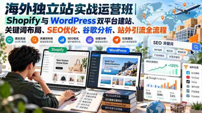海外独立站实战运营班|Shopify与WordPress双平台建站、关键词布局、SEO优化、谷歌分析、站外引流全流程-任任的小木屋 - 热点知汇