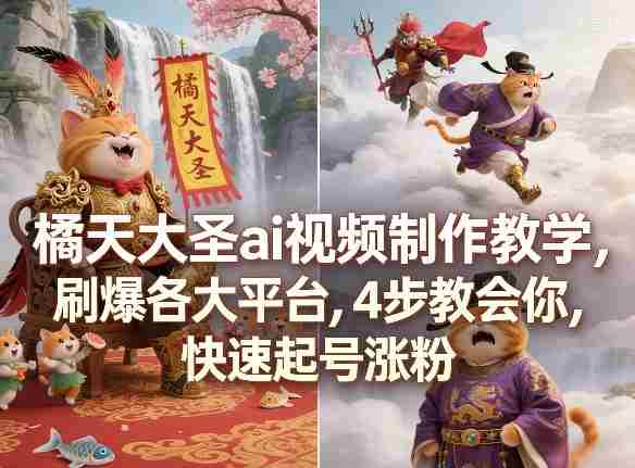 橘天大圣ai视频制作教学,刷爆各大平台,4步教会你,快速起号涨粉-任任的小木屋 - 热点知汇
