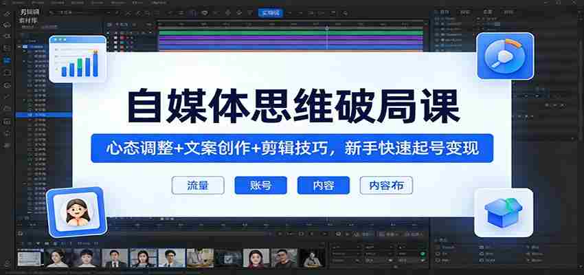自媒体思维破局课：心态调整+文案创作+剪辑技巧，新手快速起号变现-任任的小木屋 - 热点知汇