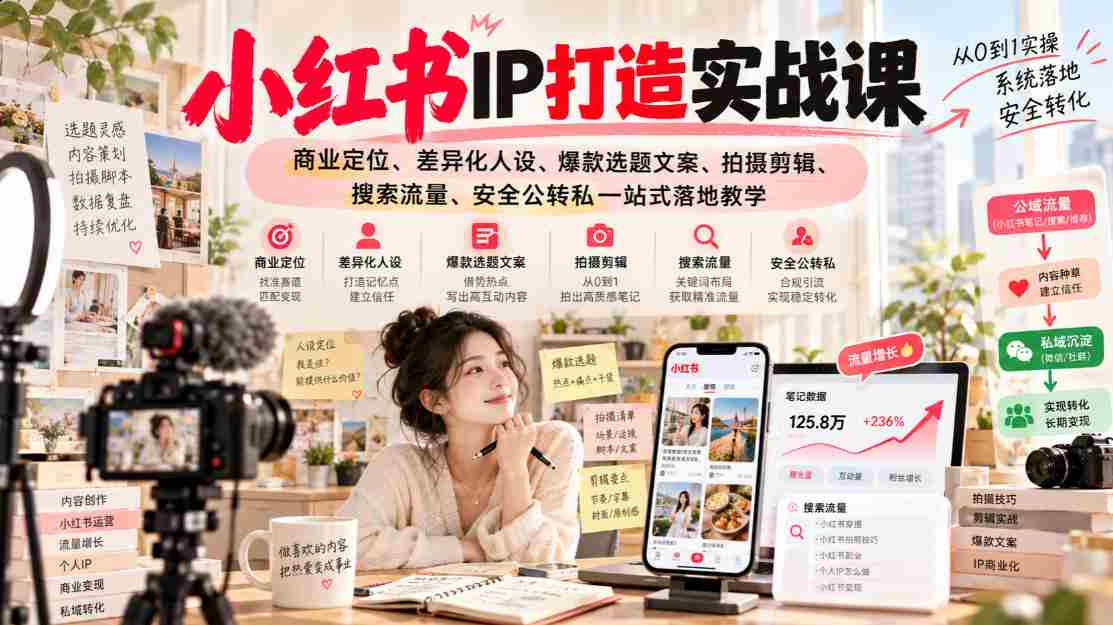 揭秘小红书IP养成攻略：深度解析商业定位、独树一帜人设塑造、爆款文案与视觉制作、搜索技巧、流量变现全攻略-任任的小木屋 - 热点知汇