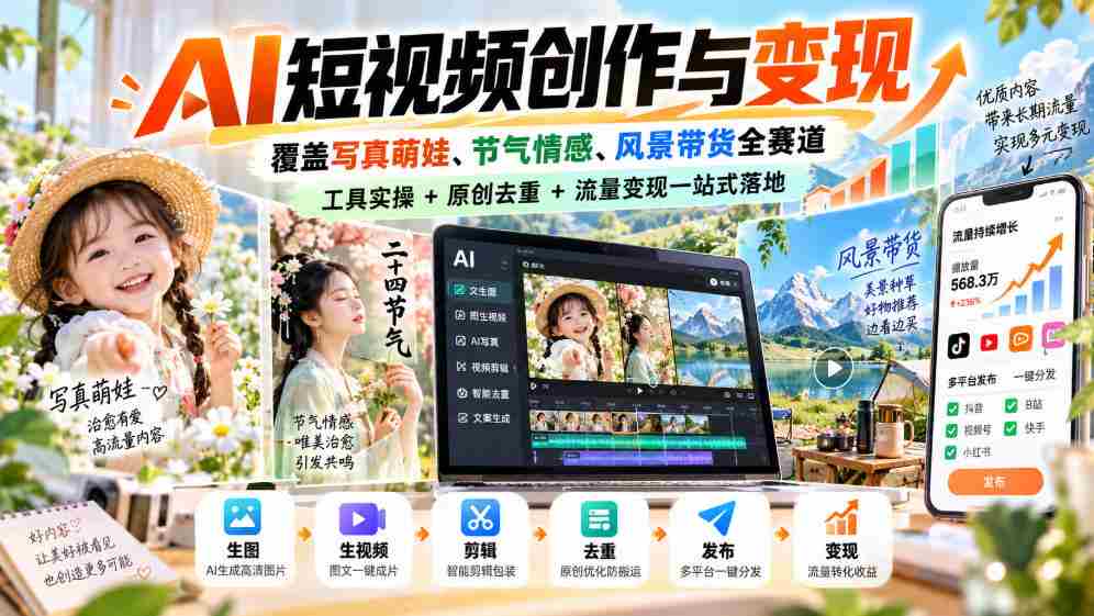 探索AI短视频全领域创作与盈利，涵盖萌娃写真、节气情感、风光带货，一网打尽工具应用、原创去重、流量变现全攻略-任任的小木屋 - 热点知汇