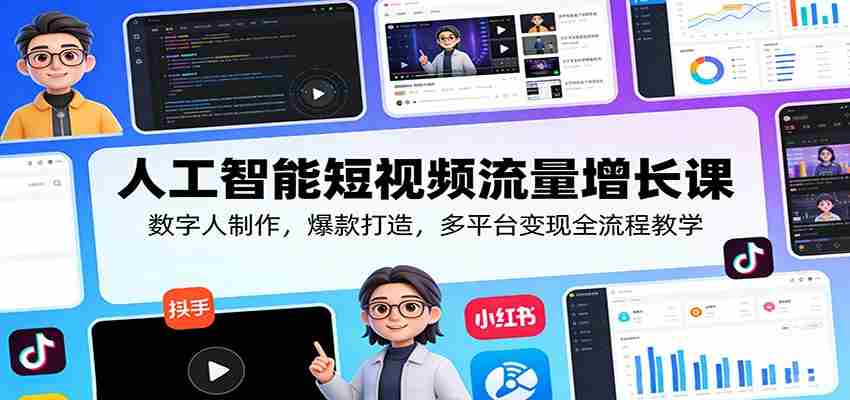 人工智能短视频流量增长课：数字人制作，爆款打造，多平台变现全流程教学-任任的小木屋 - 热点知汇