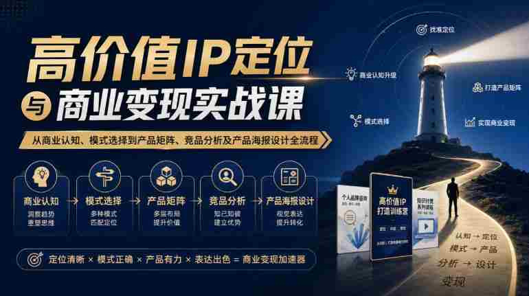 【无水印】高价值IP定位与商业变现实战课，从商业认知、模式选择到产品矩阵、竞品分析及产品海报设计全流程-任任的小木屋 - 热点知汇