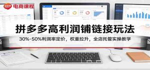 拼多多高利润铺链接玩法：30%–50%利润率定价，权重拉升，全店托管实操教学-任任的小木屋 - 热点知汇