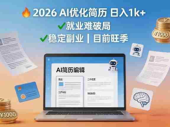 2026用AI优化简历日入1k+就业难，目前旺季，稳定副业-任任的小木屋 - 热点知汇