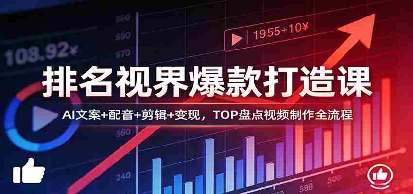 排名视界爆款打造课：AI文案+配音+剪辑+变现，TOP盘点视频制作全流程-任任的小木屋 - 热点知汇
