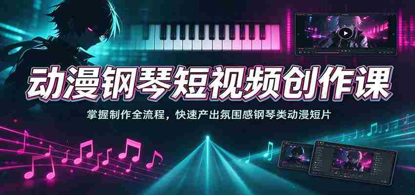 动漫钢琴短视频创作课：掌握制作全流程，快速产出氛围感钢琴类动漫短片-任任的小木屋 - 热点知汇
