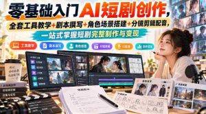 零基础入门AI短剧创作,全套工具教学+剧本撰写+角色场景搭建+分镜剪辑配音,一站式掌握短剧完整制作与变现-任任的小木屋 - 热点知汇