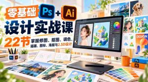 免费】小白也能轻松学会的PS和AI设计课程|22节课解锁修图、抠图、调色等实用技能-任任的小木屋 - 热点知汇