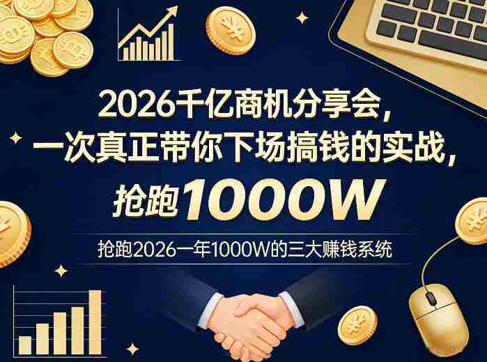 2026千亿商机分享会，一次真正带你下场搞钱的实战，抢跑2026一年1000W的三大賺钱系统-任任的小木屋 - 热点知汇