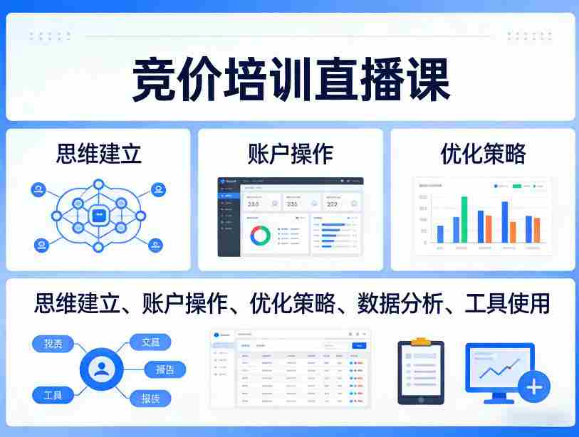 竞价培训直播课，覆盖思维建立、账户操作、优化策略、数据分析、工具使用等，全方位提升效果-任任的小木屋 - 热点知汇