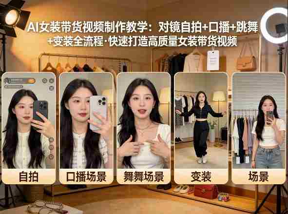 AI女装带货视频制作教学，对镜自拍、口播、跳舞、变装全流程，快速打造高质量女装带货视频-任任的小木屋 - 热点知汇