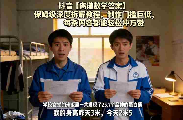 抖音【离谱数学答案】保姆级深度拆解教程，制作门槛巨低，每条内容都能轻松冲万赞，附详细步骤-任任的小木屋 - 热点知汇