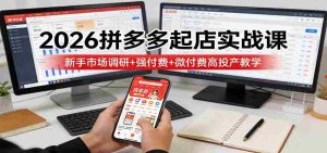 2026拼多多起店实战课：新手市场调研+强付费+微付费高投产教学-任任的小木屋 - 热点知汇