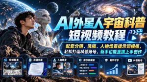 AI外星人宇宙科普短视频教程，配套分镜、洗稿、人物场景提示词模板，轻松打造科普账号，新手也能直接上手创作-任任的小木屋 - 热点知汇