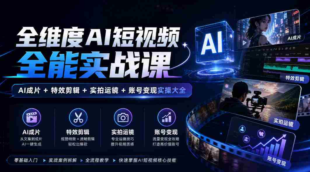 全面解锁AI短视频制作秘籍：涵盖AI剪辑、特效应用、镜头技巧与账号运营实战攻略-任任的小木屋 - 热点知汇