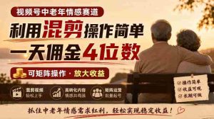 老年情感领域视频号,混剪技巧轻松上手,日赚四位数佣金,矩阵运营轻松实现-任任的小木屋 - 热点知汇