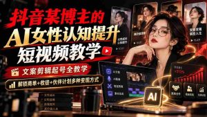 抖音达人揭秘:AI辅助女性认知进阶教程,视频制作与账号运营全攻略,解锁商业合作、收徒和团队伙伴多元化盈利模式-任任的小木屋 - 热点知汇