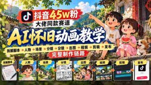 揭秘抖音45万粉丝网红的AI怀旧动画全流程:从脚本到发布,全方位实战教学!-任任的小木屋 - 热点知汇