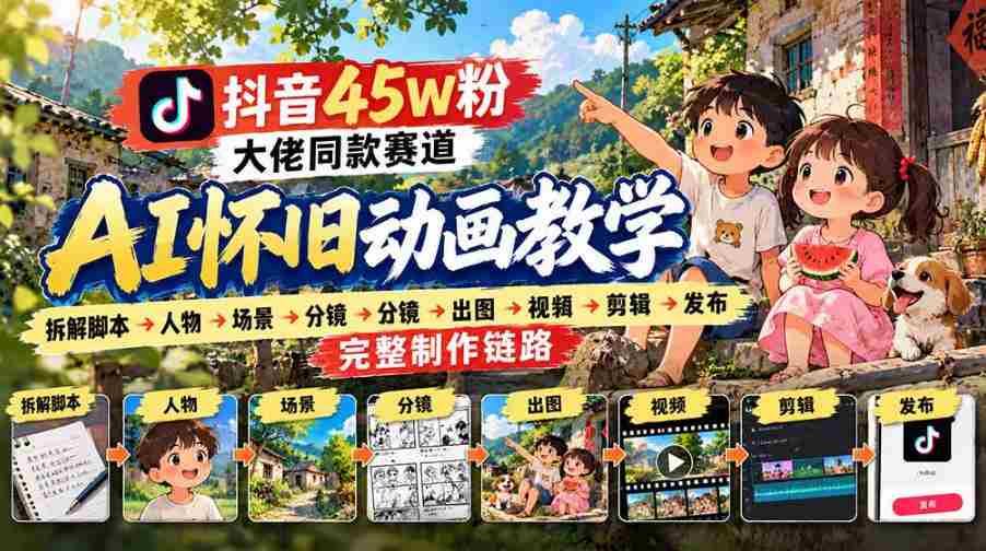 揭秘抖音45万粉丝网红的AI怀旧动画全流程：从脚本到发布，全方位实战教学！-任任的小木屋 - 热点知汇
