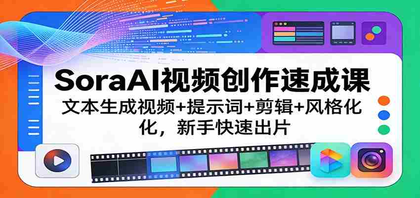 SoraAI视频创作速成课：文本生成视频+提示词+剪辑+风格化，新手快速出片-任任的小木屋 - 热点知汇