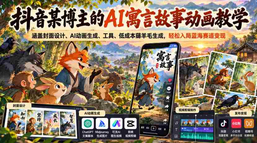 抖音博主揭秘AI寓言动画制作全流程：从封面设计到低成本高效变现攻略-任任的小木屋 - 热点知汇