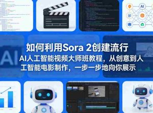 如何利用Sora 2创建流行AI人工智能视频大师班教程,从创意到人工智能电影制作,一步一步地向你展示-任任的小木屋 - 热点知汇