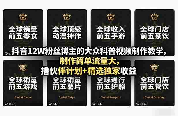 抖音12W粉丝博主的大众科普视频制作教学，制作简单流量大，撸伙伴计划+精选独家收益-任任的小木屋 - 热点知汇