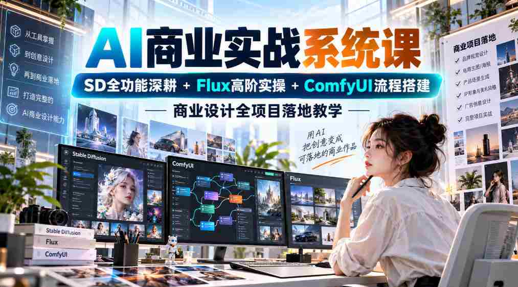 AI商业实战课程全解析：深度挖掘SD全功能，精进掌握Flux高阶技巧，Comfyui流程轻松搭建，助力商业设计项目成功落地-任任的小木屋 - 热点知汇