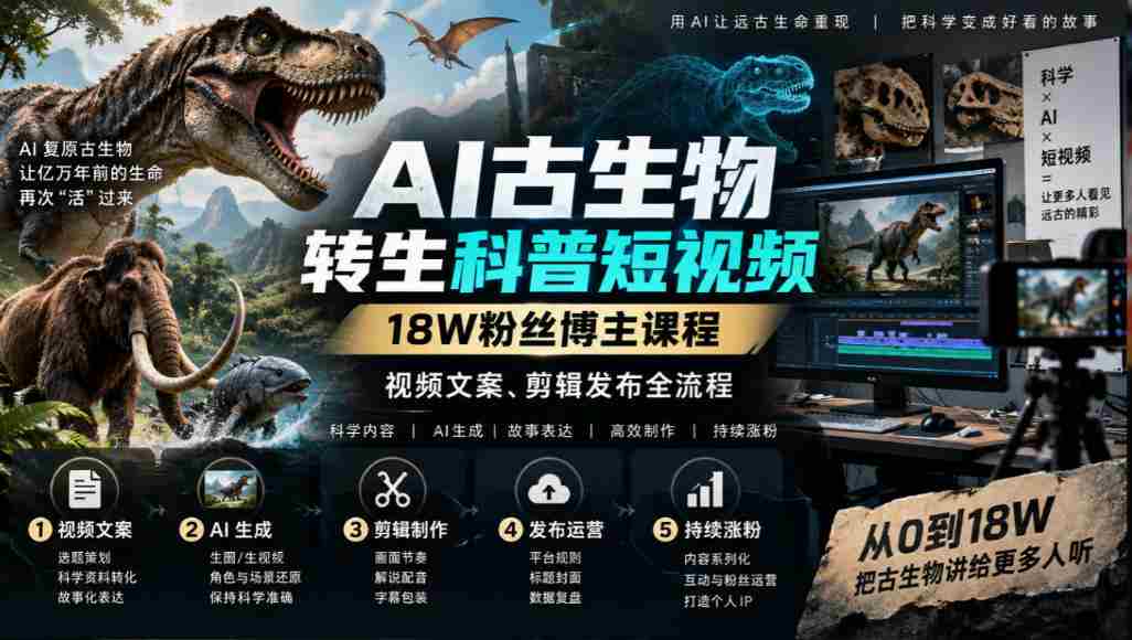 揭秘AI古生物复活奇观：18万粉丝博主教你短视频制作全技巧-任任的小木屋 - 热点知汇