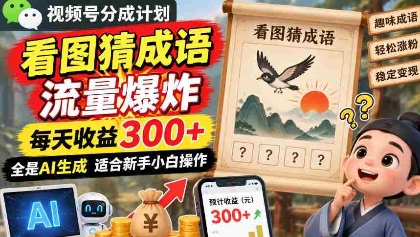 揭秘：图解成语短视频分成攻略，流量激增日入超300，AI制作轻松上手零难度-任任的小木屋 - 热点知汇
