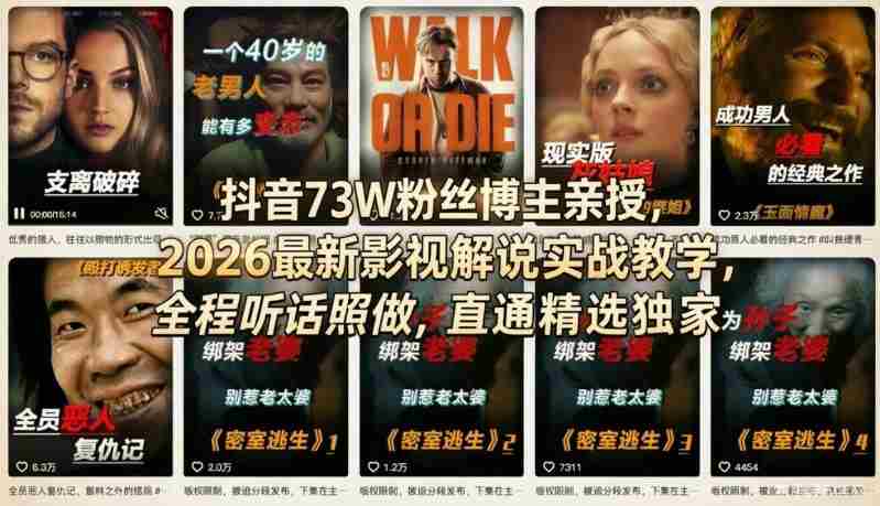 抖音73W粉丝博主亲授，2026最新影视解说实战教学，全程听话照做，直通精选独家-任任的小木屋 - 热点知汇