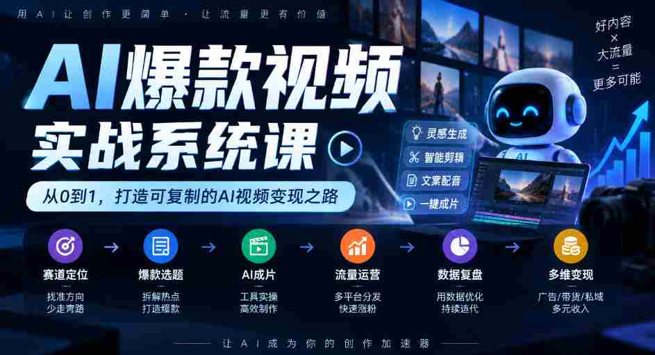 AI爆款视频制作全攻略：从定位到变现，AI剪辑与流量运营的实战教学-任任的小木屋 - 热点知汇