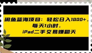 闲鱼蓝海项目：轻松日入多张，每天1小时，iPad二手交易賺翻天-任任的小木屋 - 热点知汇