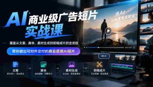 AI商业级广告短片实战课，覆盖从文案、脚本、素材生成到剪辑成片的全流程，帮你做出可对外交付的商业质感AI短片-任任的小木屋 - 热点知汇