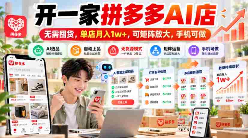 揭秘：拼多多AI店铺轻松开张，零库存操作，月入过万不是梦，手机操作即可矩阵扩张-任任的小木屋 - 热点知汇