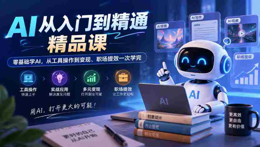 AI从入门到精通精品课，零基础学AI，从工具操作到变现、职场提效一次学完-任任的小木屋 - 热点知汇