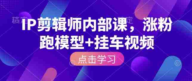 IP剪辑师内部课，涨粉跑模型+挂车视频（更新）-任任的小木屋 - 热点知汇