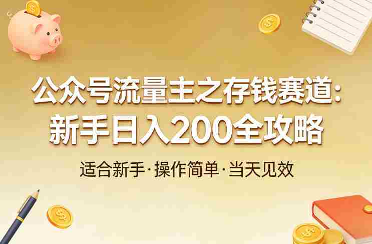 公众号流量主之存钱赛道，贴合当下需求，适合新手，一天收益2张-任任的小木屋 - 热点知汇