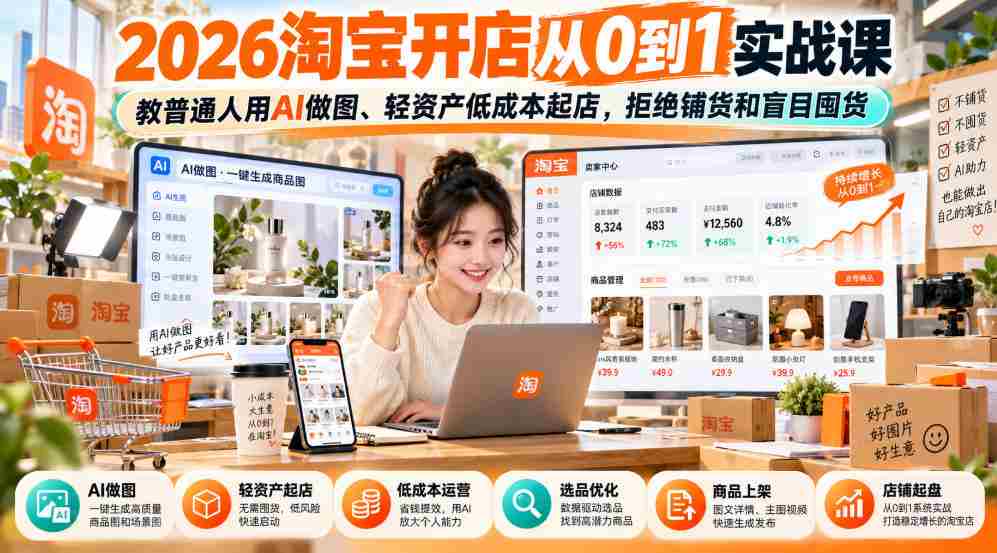 2026年淘宝创业攻略：零基础AI绘图技巧，轻松资产起步，告别铺货囤货误区-任任的小木屋 - 热点知汇