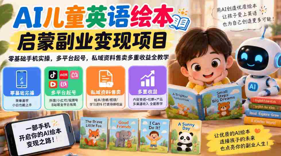 AI赋能少儿英语绘本书籍创业项目，手机轻松上手，跨平台账号打造，私域资源销售，全方位盈利攻略一网打尽-任任的小木屋 - 热点知汇