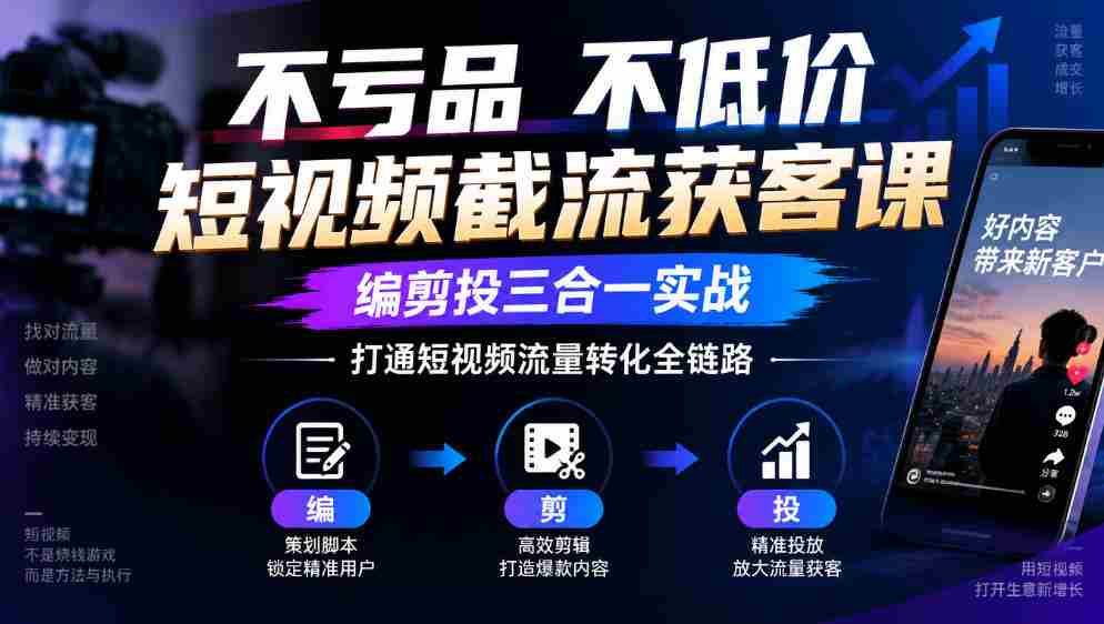 短视频截流神器：零成本不降价，剪辑投放一网打尽，全面掌握流量转化闭环-任任的小木屋 - 热点知汇