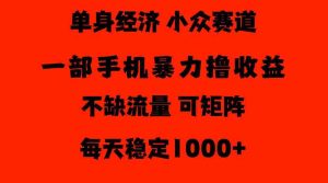 揭秘:长达26年独闯单身经济市场,日均收益500至1000元,流量充沛,冷门领域门槛低,新手也能轻松驾驭-任任的小木屋 - 热点知汇