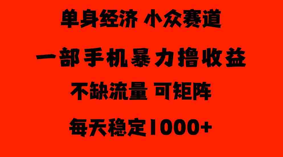 揭秘：长达26年独闯单身经济市场，日均收益500至1000元，流量充沛，冷门领域门槛低，新手也能轻松驾驭-任任的小木屋 - 热点知汇