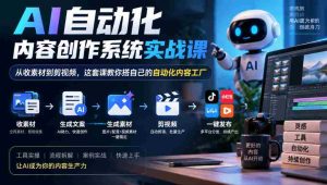 AI自动化内容创作系统实战课，从收素材到剪视频，这套课教你搭自己的自动化内容工厂-任任的小木屋 - 热点知汇