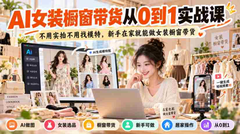 从零起步，AI助力女装橱窗直播带货攻略：无需实拍，无需模特，新手轻松在家开启电商之旅-任任的小木屋 - 热点知汇